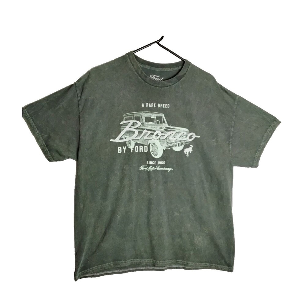 Ford Bronco A Rare Breed T-Shirt Green Sz  XL Cotton Washed Brushed Vintage Look